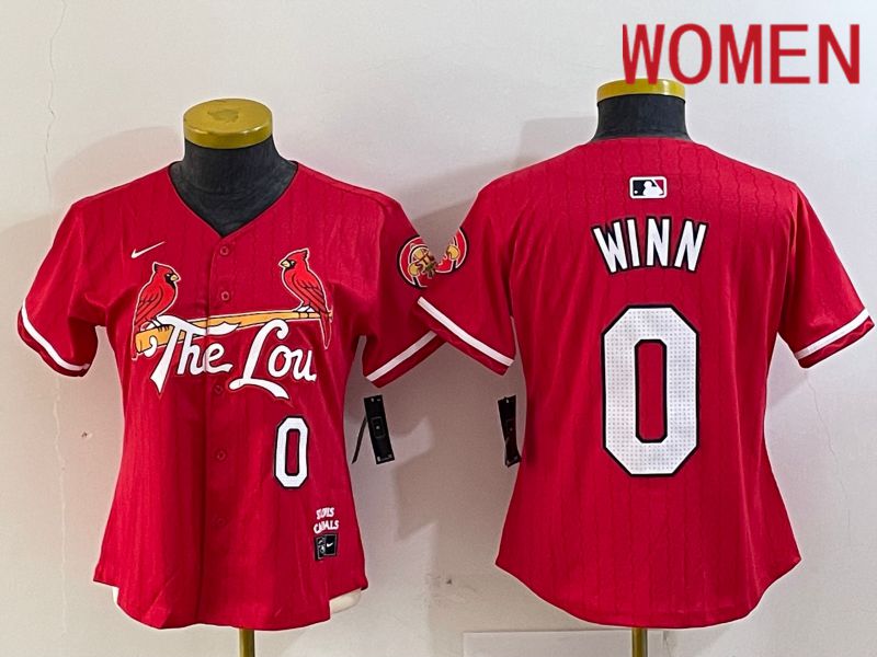 Women St.Louis Cardinals #0 Winn Red City Edition 2024 Nike MLB Jersey style 1